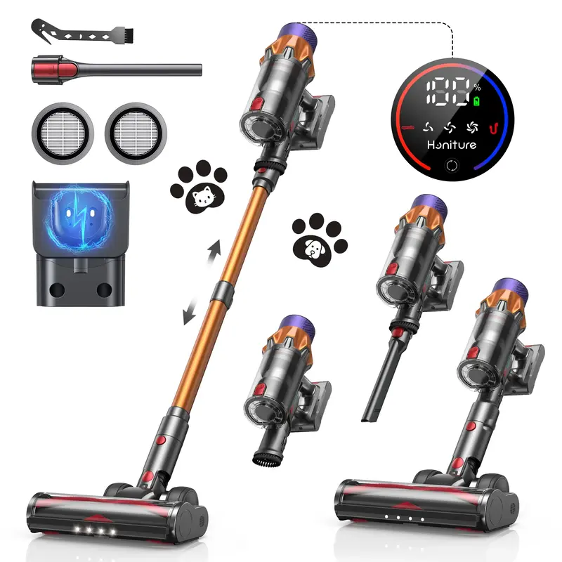 [Self-Standing] Honiture X7,550W/45Kpa, 60Mins Runtime, Touch Screen, Anti-Tangle, Charging Station,New Model Cordless Vacuum...