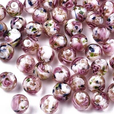 Handmade Gold Sand Lampwork Beads