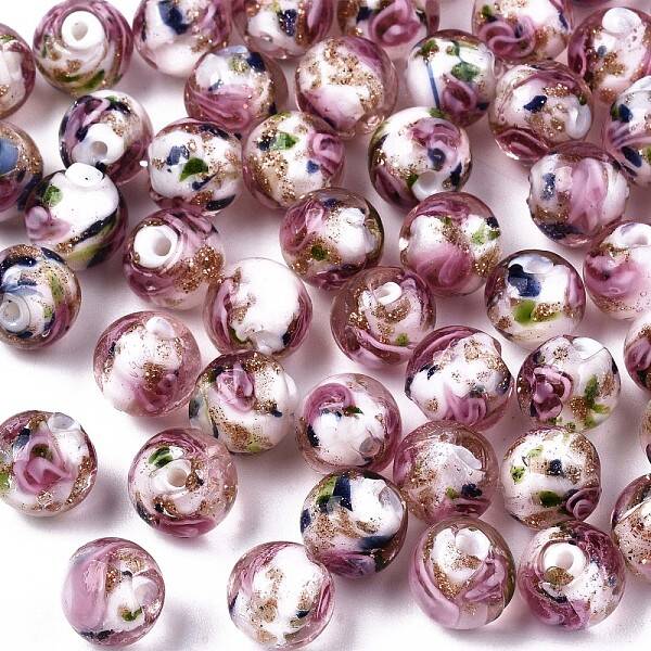 Handmade Gold Sand Lampwork Beads
