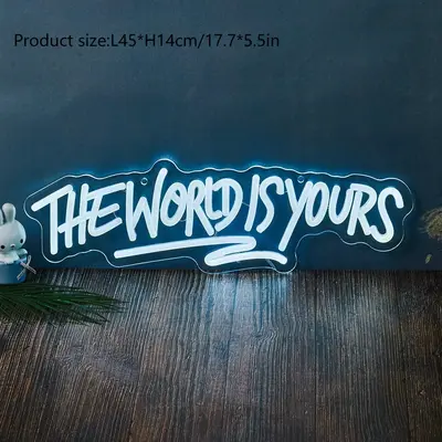 The World Is Yours Letter Design Neon Sign, USB Powered Neon Light, Decorative Neon Sign for Home Party Decoration, Home Deco...