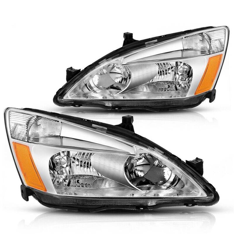 YITAMOTOR® 2003-2007 Honda Accord Headlight Assembly OE Headlamp Chrome Housing Clear Lens