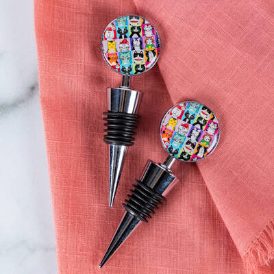 Pet Portrait Wine Stopper - Set of 2 - Cat