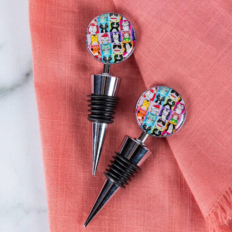 Pet Portrait Wine Stopper - Set of 2 - Cat