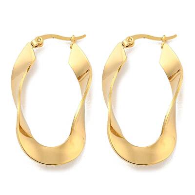 202 Stainless Steel Irregular Oval Hoop Earring