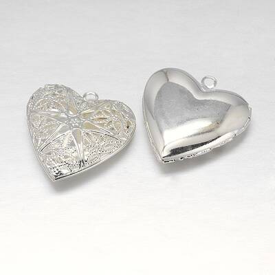 Filigree Heart Rack Plating Brass Photo Locket Pendants