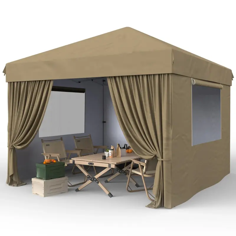 Garvee 10'x10' Pop-Up Canopy Tent - Easy One-Person Setup, Portable Shelter with 4 Sidewalls & 4 Sandbags, Ideal for Patio & ...