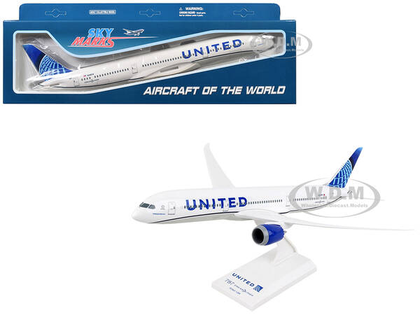 Boeing 787-9 Dreamliner Commercial Aircraft United Airlines (N24976) White with Blue Tail (Snap-Fit) 1/200 Plastic Model by S...