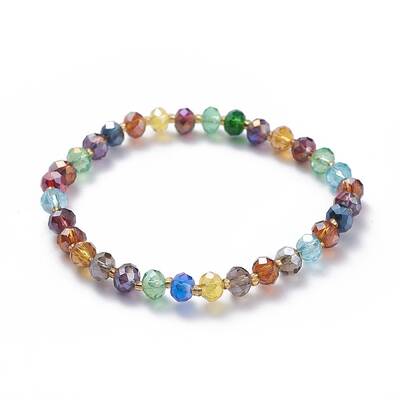 Electroplate Faceted Abacus Glass Beaded Stretch Bracelets