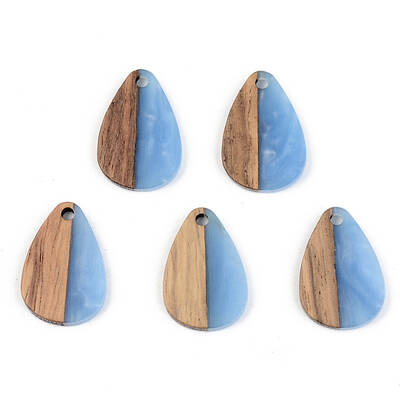 Opaque Resin & Walnut Wood Pendants
