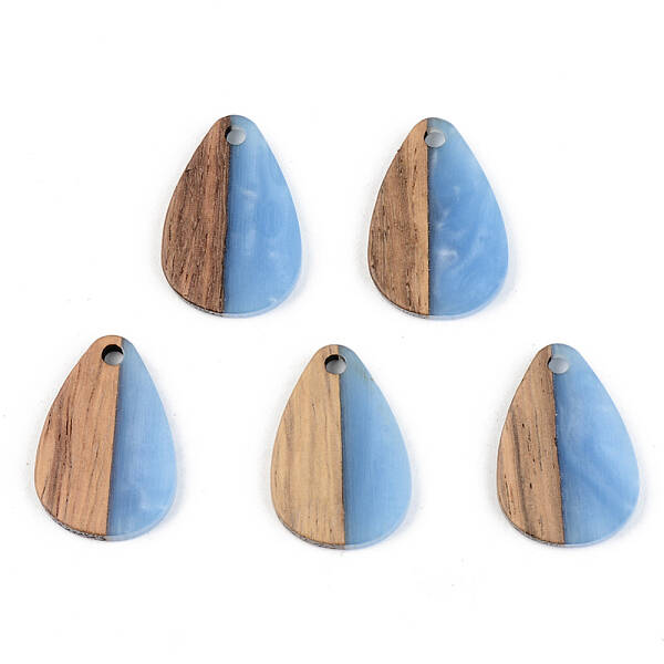 Opaque Resin & Walnut Wood Pendants
