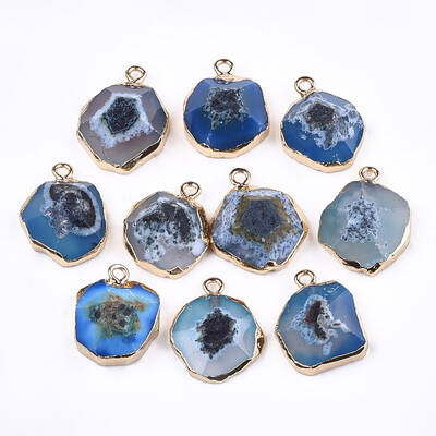 Electroplate Natural Agate Pendants