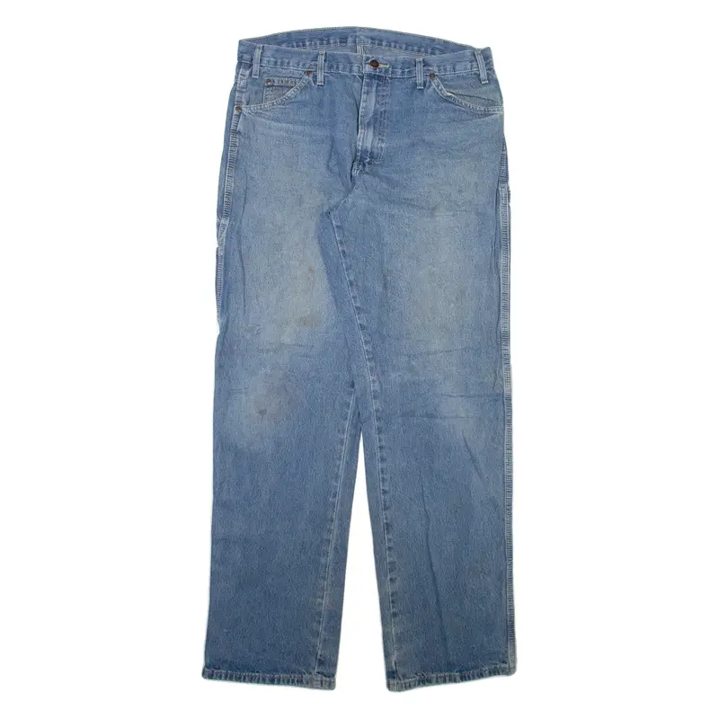 DICKIES Mens Jeans Blue Regular Straight Stone Wash W36 L34