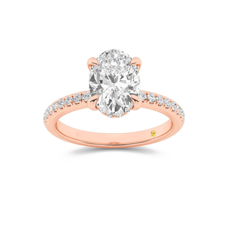Aurelia Three Quarter Coverage Hidden Halo Oval Lab Grown Diamond Engagement Ring | 14K Rose Gold 3 1/10 CT. TW.