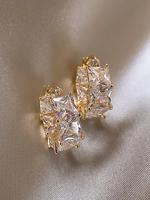 Elegant Square Shaped Zirconia Decorated Earrings, Fashion Jewelry for Party, Daily Clothing Decor, Trendy All-match & Exquis...