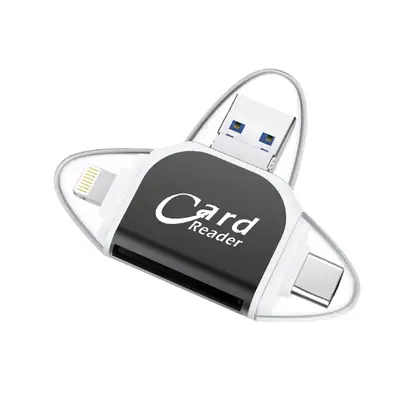 SEALIGHT Multi-Port Memory Card Reader,4 in 1 SD/TF/USB OTG Adapter for iPhone 15/14/13/12/11 Pro/Pro Max, Android, iPad, L...