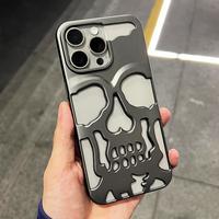 Cool Skull Skeleton Funny Gothic Hollow Phone Case,Premium Metal Material,Hollowed Designer Matte Shockproof Cover For iPhone...