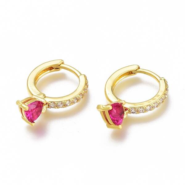 Brass Micro Pave Cubic Zirconia Huggie Hoop Earrings