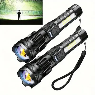 Rechargeable LED Flashlight, Multipurpose 7 Modes Super Bright Handheld Flash Light, Waterproof Long Lasting LED Flashlight f...