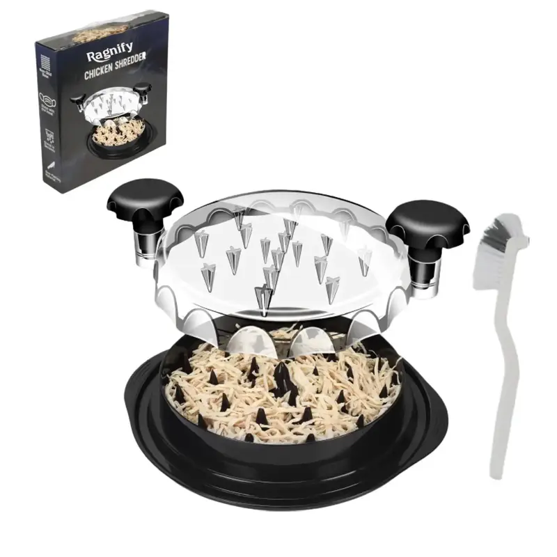 Chicken Shredder Tool with Transparent Lid & Cleaning Brush Kitchen Meat Utensils Machine Pork Pork