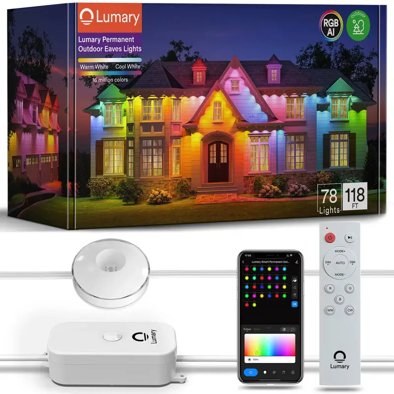 Lumary RGBAI Permanent Outdoor Lights, 100ft with 78 LED Lights / 1 pcs