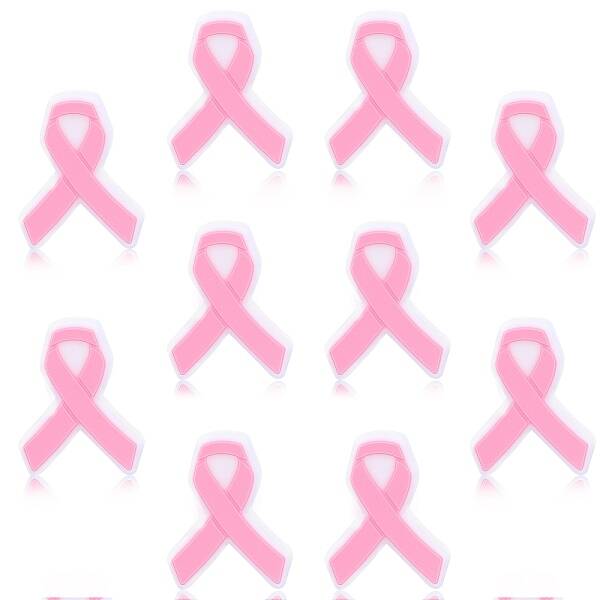 10Pcs Awareness Ribbon Silicone Focal Beads