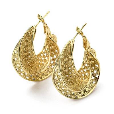 Rack Plating Brass Twist Teardrop Hoop Earrings