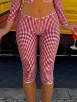 Women's Gingham Print Capri Pants, Casual Comfy Breathable Pants for Daily Wear, Ladies Bottoms for Summer