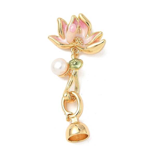 Brass Natural Pearl Enamel Fold Over Clasps