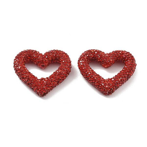 Heart Shape Polymer Clay Rhinestone Beads