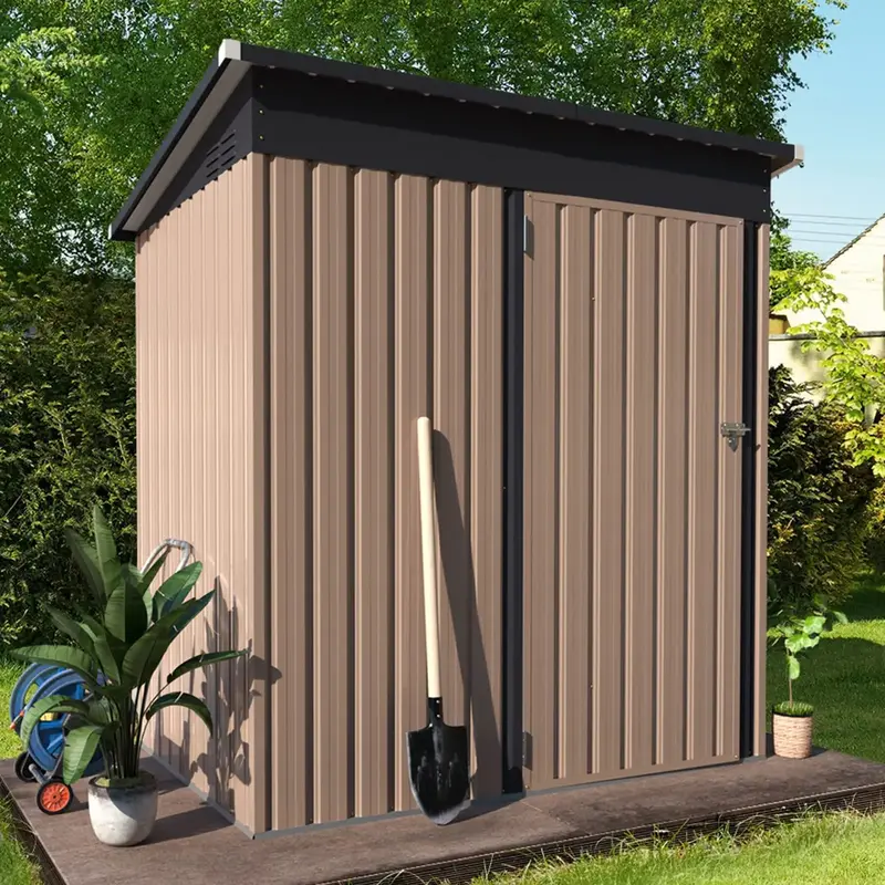 YODOLLA 5' x 3'  Modern Metal Outdoor Storage Shed, 16.6 sq. ft. space with lockable door, ideal for garden, backyard, patio,...