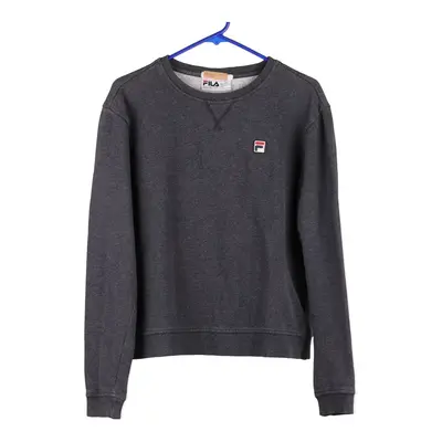 Fila Cropped Sweatshirt - Large Grey Cotton Blend