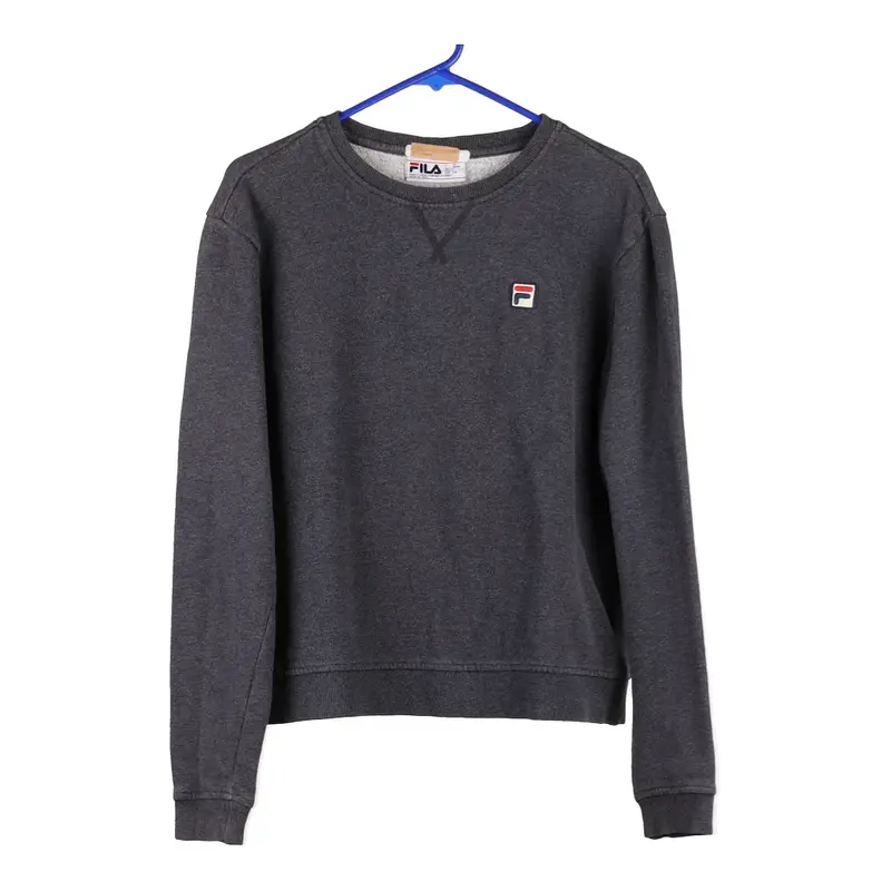 Fila Cropped Sweatshirt - Large Grey Cotton Blend