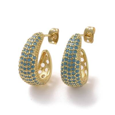 Brass Micro Pave Cubic Zirconia Stud Earrings