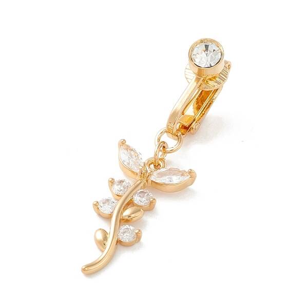 Leaf Cubic Zirconia Charm Belly Ring