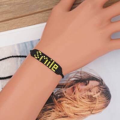 Word Smile Loom Pattern Miyuki Seed Beads Bracelets for Women