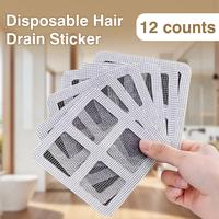 12 Counts Shower Drain Hair Catcher,Shower Drain Screen Disposable, Adhesive Floor Drain Cover to Trap Hair, Hair Filter for ...