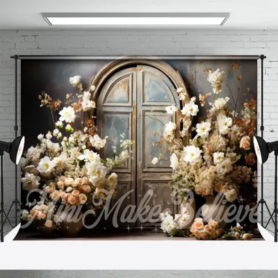 Vintage Bloom Flowers Arch Door And Window Backdrop - Aperturee