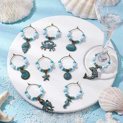 Sea Animal Alloy Wine Glass Charms