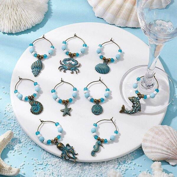 Sea Animal Alloy Wine Glass Charms