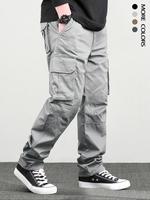 Men's Loose Solid Pocket Cargo Pants, Casual Comfort Classic Street Straight Leg Trousers for Outdoor Hiking Fishing, Work Pa...