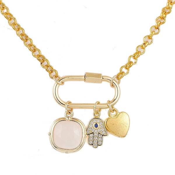 Iron & Natural Rose Quartz Pendants Necklaces