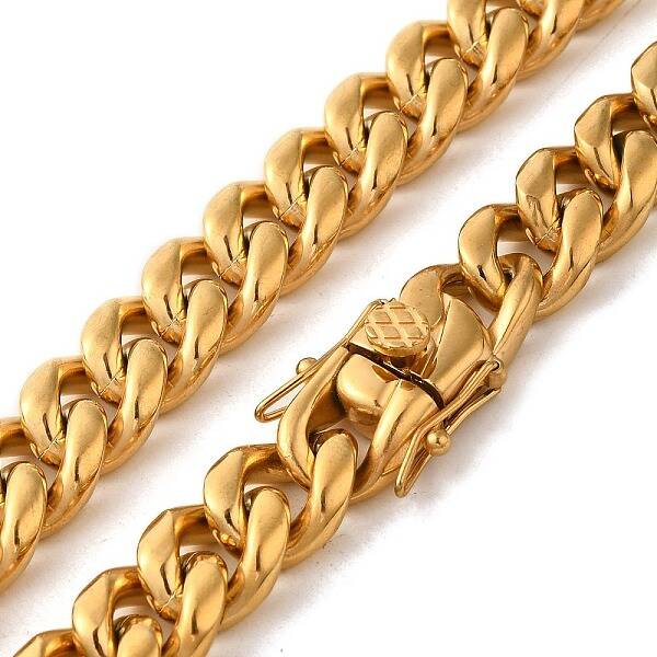 Ion Plating(IP) 304 Stainless Steel Cuban Link Chain Necklaces for Men