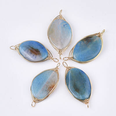 Natural Agate Wire Wrapped Links connectors