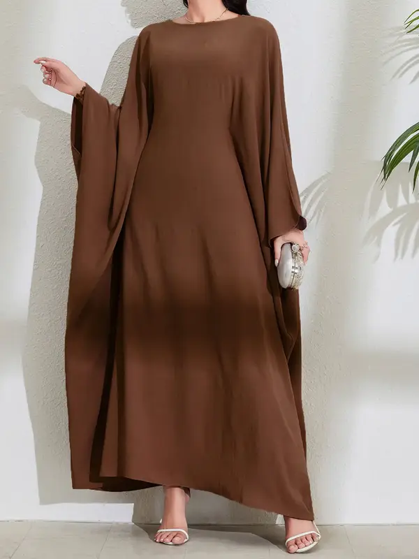 Women's Long Sleeve Batwing Dress, Elegant Round Neck Loose-Fit Woven Fabric, Perfect for Parties, Holidays, Weddings, Fall &...