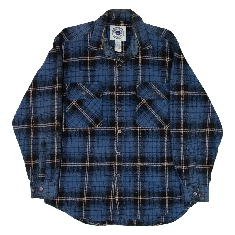 BURRYLANE CLOTHING Mens Flannel Shirt Blue Check Long Sleeve M