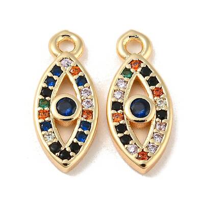 Brass Micro Pave Colorful Cubic Zirconia Pendants