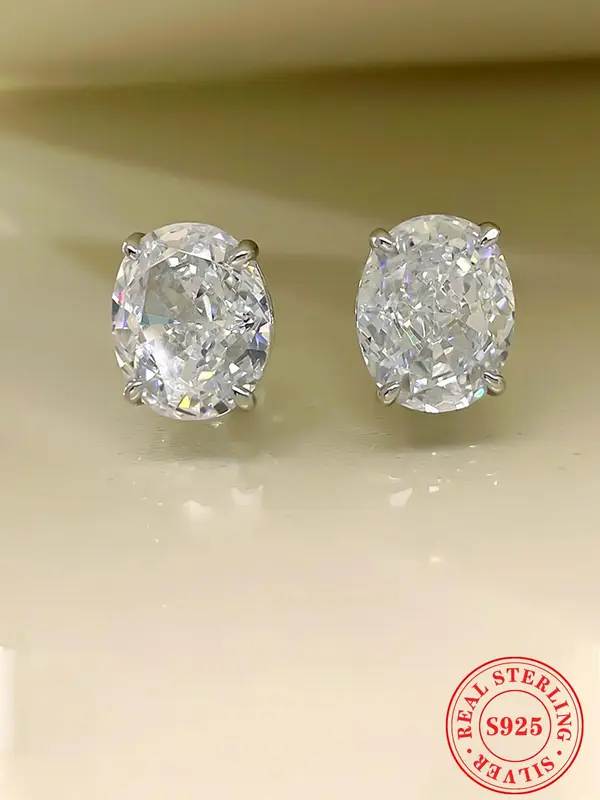S925 Sterling Silver Elegant Artificial Zircon Decorated Stud Earrings, Fashion Jewelry for Party, Daily Clothing Decor, Tren...