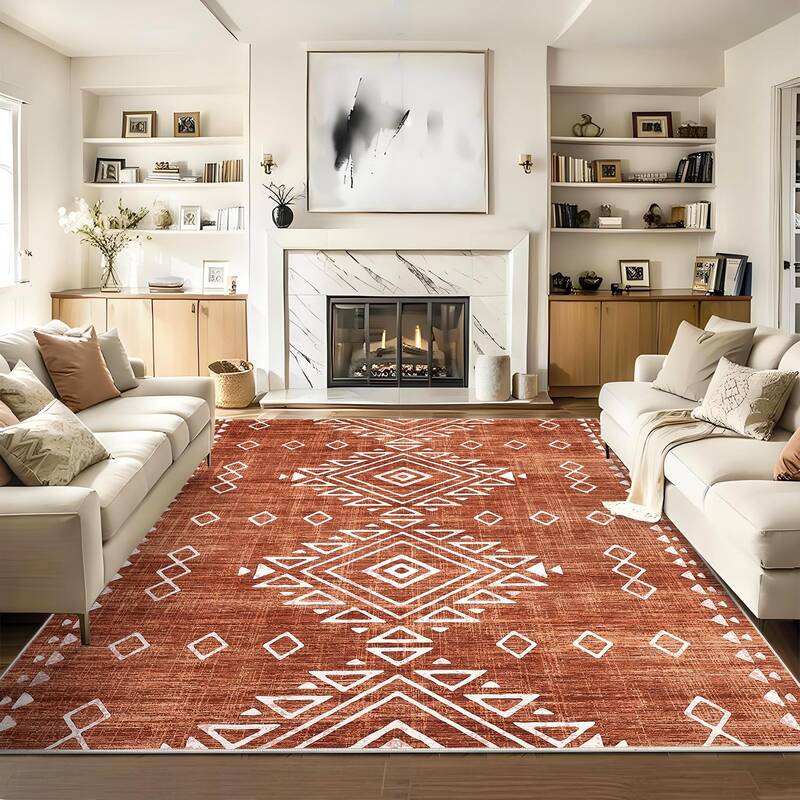 Garvee Large Area Rug 9x12 Washable Rug Farmhouse Rug Living Room Rugs Non-Slip Low Pile Ultra Soft Floor Carpet Indoor Non-S...
