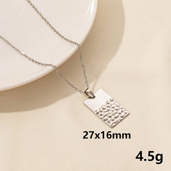 304 Stainless Steel Rectangle Pendant Necklaces