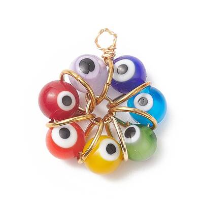 7 Chakra Handmade Evil Eye Lampwork Pendants